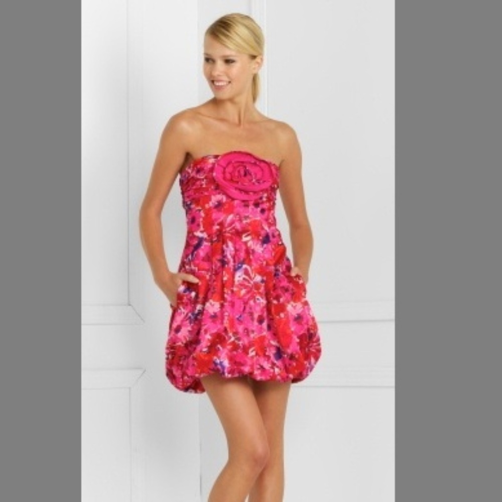 BCBG Floral Bubble Hem Dress New US0